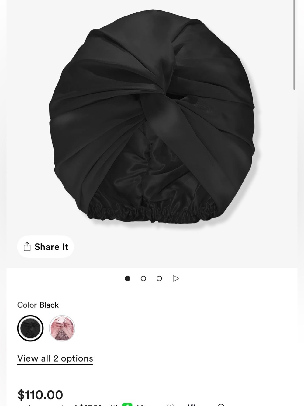 Slip Pure Silk Turban -black